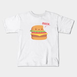 Funny Burger With Bite Marks Says Ouch Kids T-Shirt